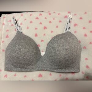 PINK Victoria's Secret Gray and White Bra